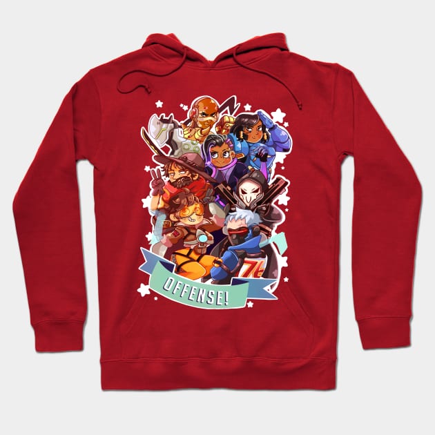 Overwatch - Offense Heroes! Hoodie by Sebbdraws